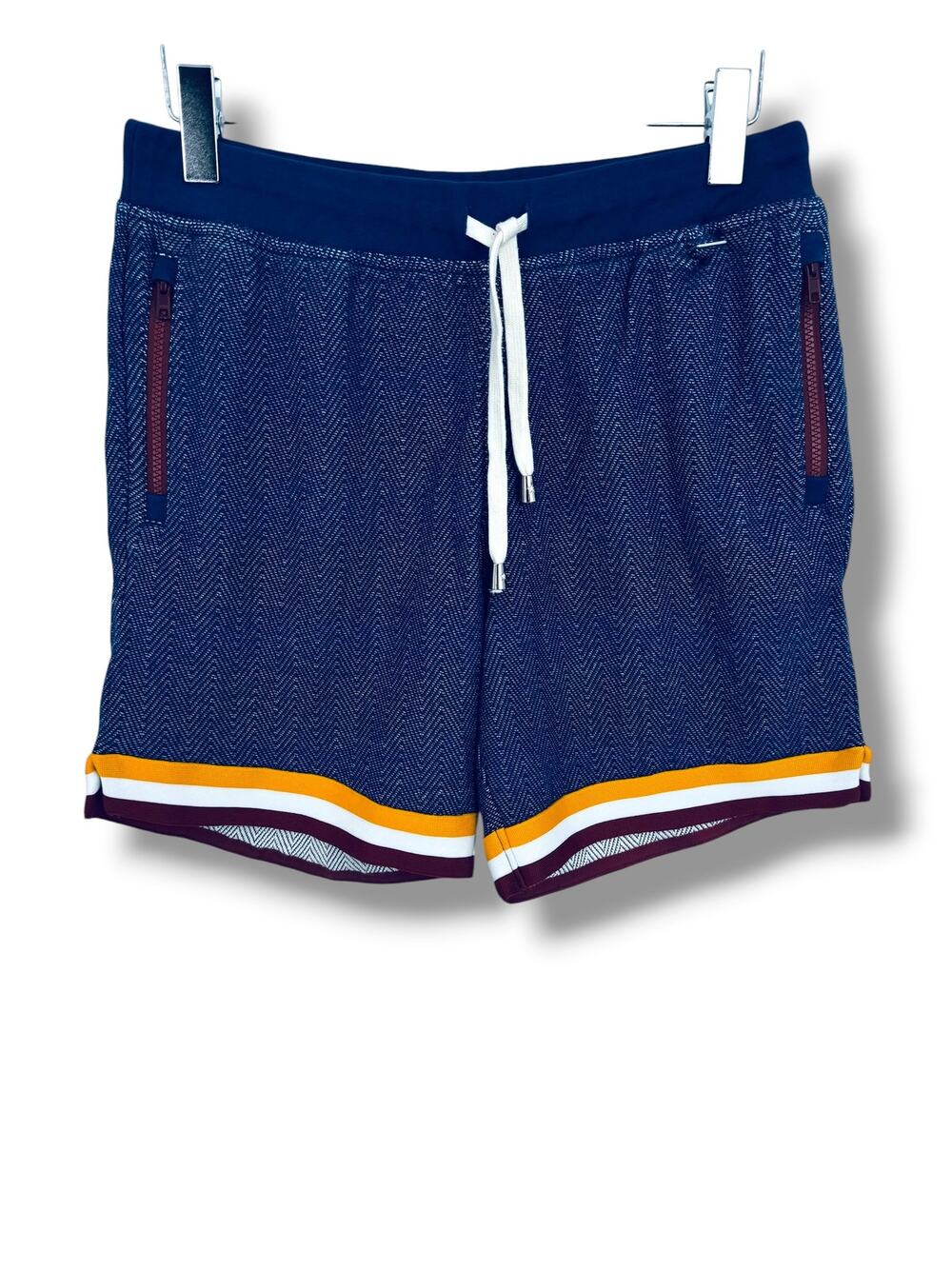 Chubbies shorts mens M 7" The Hook Shots herringbone courtside terry blue stripe